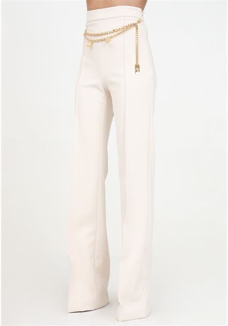 Pantalone elegante burro da donna con cintura ELISABETTA FRANCHI | PAT3546E2193